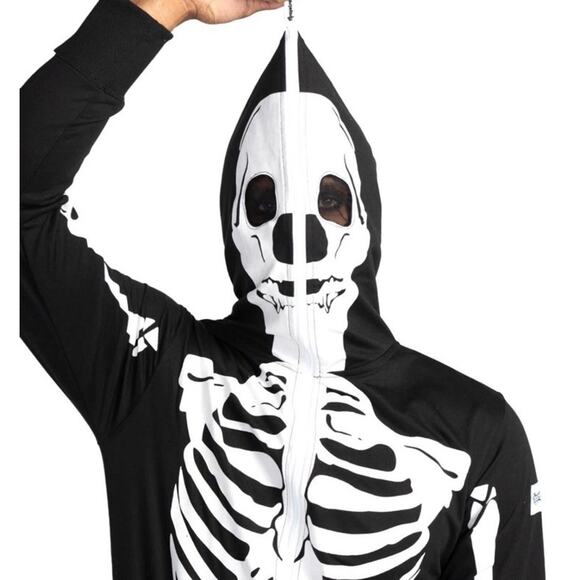 Skeleton Jumpsuit Adult Unisex Medium Tipsy Elves Zip Up NWT Costume Party Rave - Picture 2 of 8